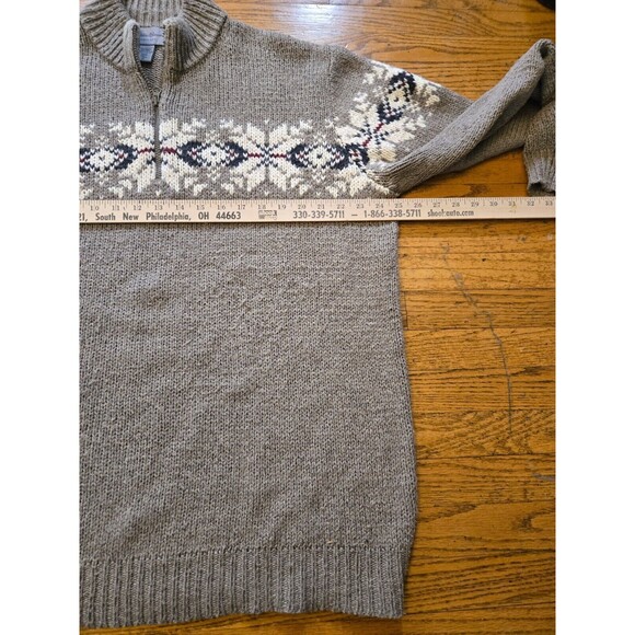Vintage Eddie Bauer Mens XL Tall Wool Blend Nordic Fair Isle Quarter Zip Sweater - Picture 7 of 7